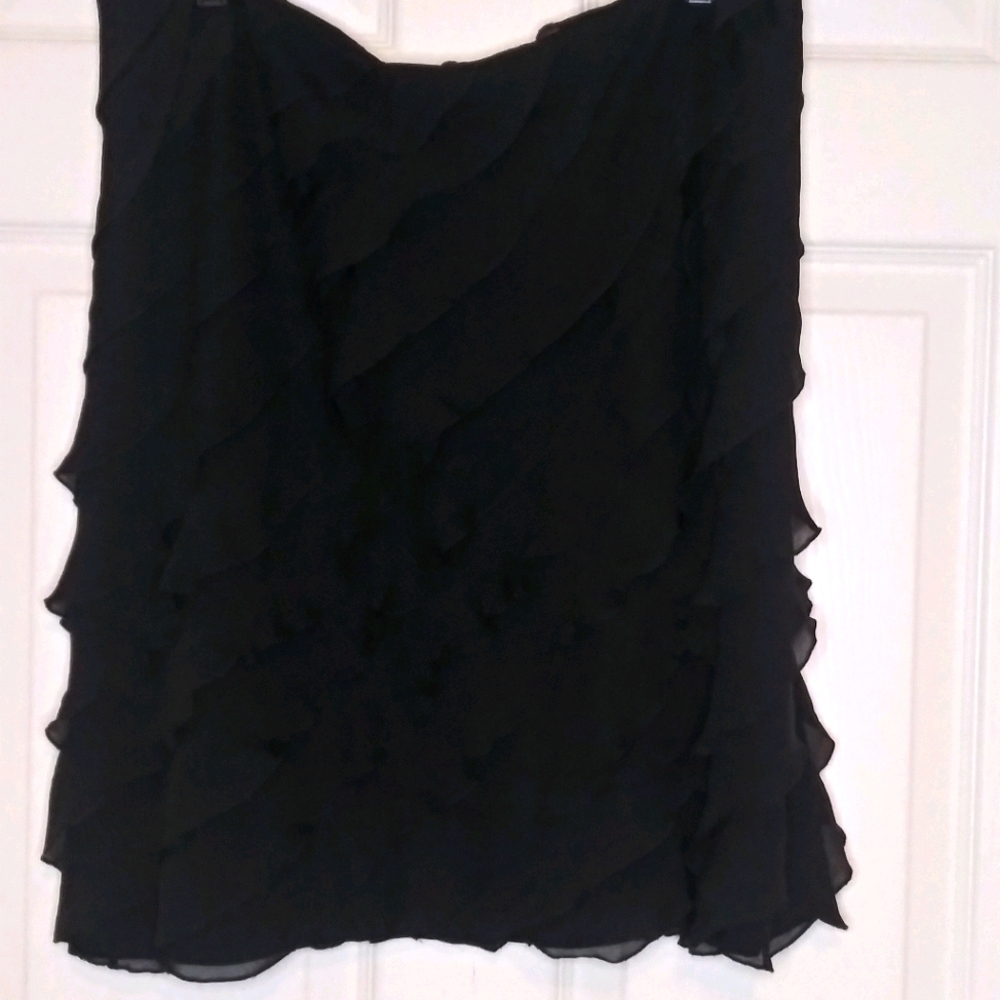 Talbots NWT Black Tiered Ruffled Silk Skirt
